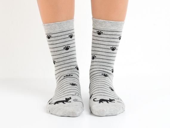 Bayan Patili Kedili Soket Çorap