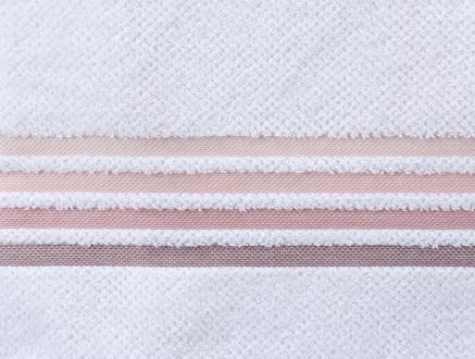 Bordürlü Banyo Havlusu - Beyaz / Pudra - 90x150 cm