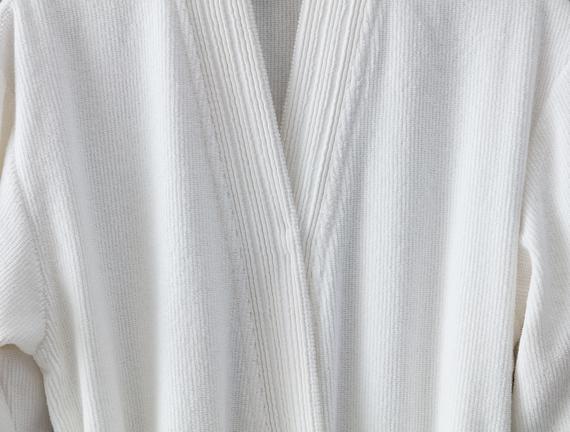 Stripe Kimono Unisex Bornoz - Beyaz