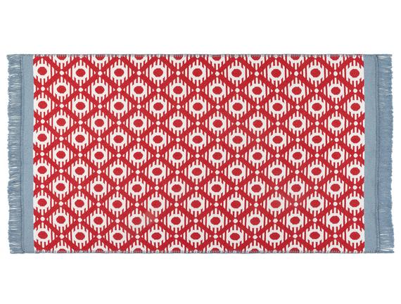 Bonnie Saçaklı Dokuma Kilim - Kırmızı / Mavi - 120x180 cm