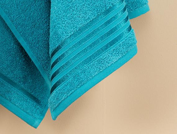 Maynor Bordürü Floşlu Banyo Havlusu - Koyu Mint Yeşili - 70x140 cm