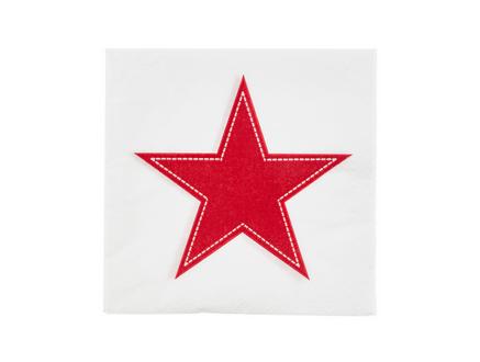 Simple Red Star Desenli Peçete - Kare