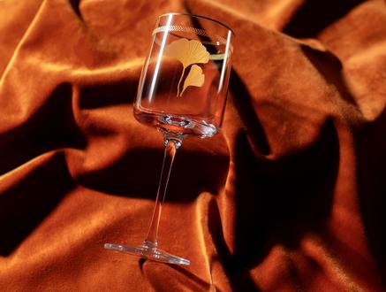Musette - Lovely Ginkgo Leaves 4'lü Şarap Kadehi Seti - 320ML